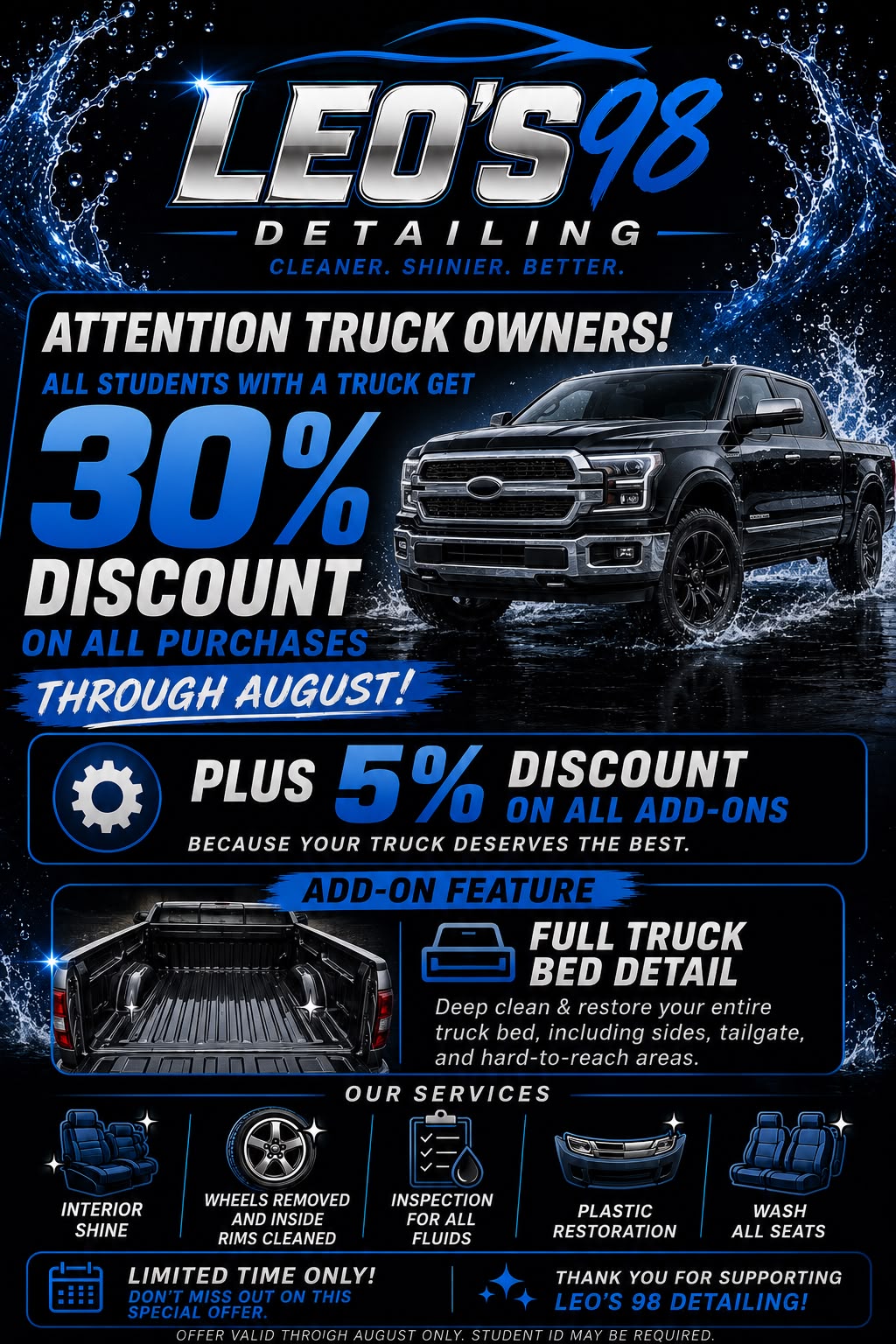 Truck and student offer for August