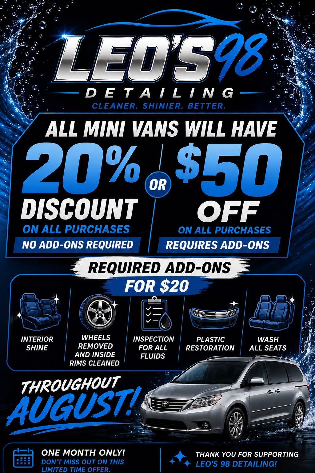 Minivan offer for August